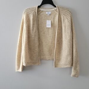 NWT Croft & Barrow Beige/Golden Open-Front Cardigan Size: XXL
